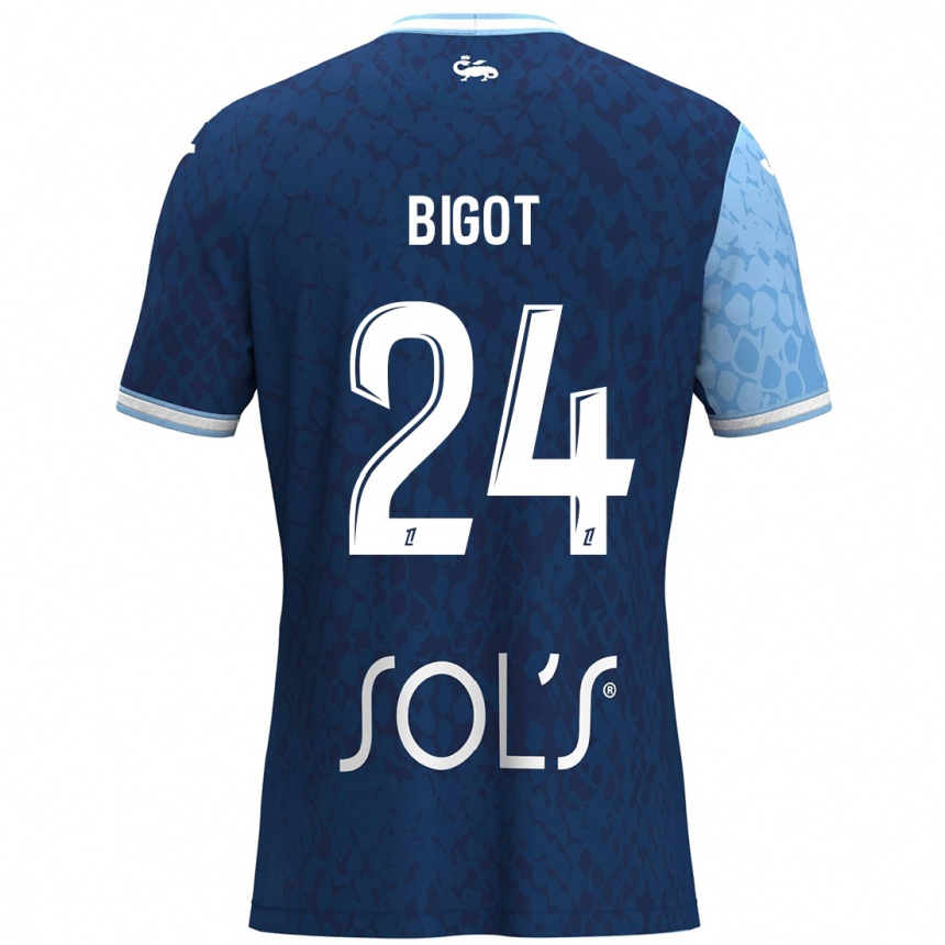 Men Football Maureen Bigot #24 Sky Blue Dark Blue Home Jersey 2024/25 T-Shirt Uk