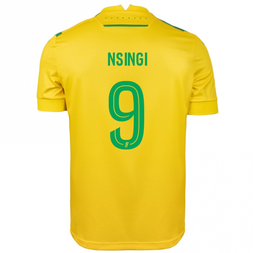 Men Football Plamedi Nsingi #9 Yellow Green Home Jersey 2024/25 T-Shirt Uk