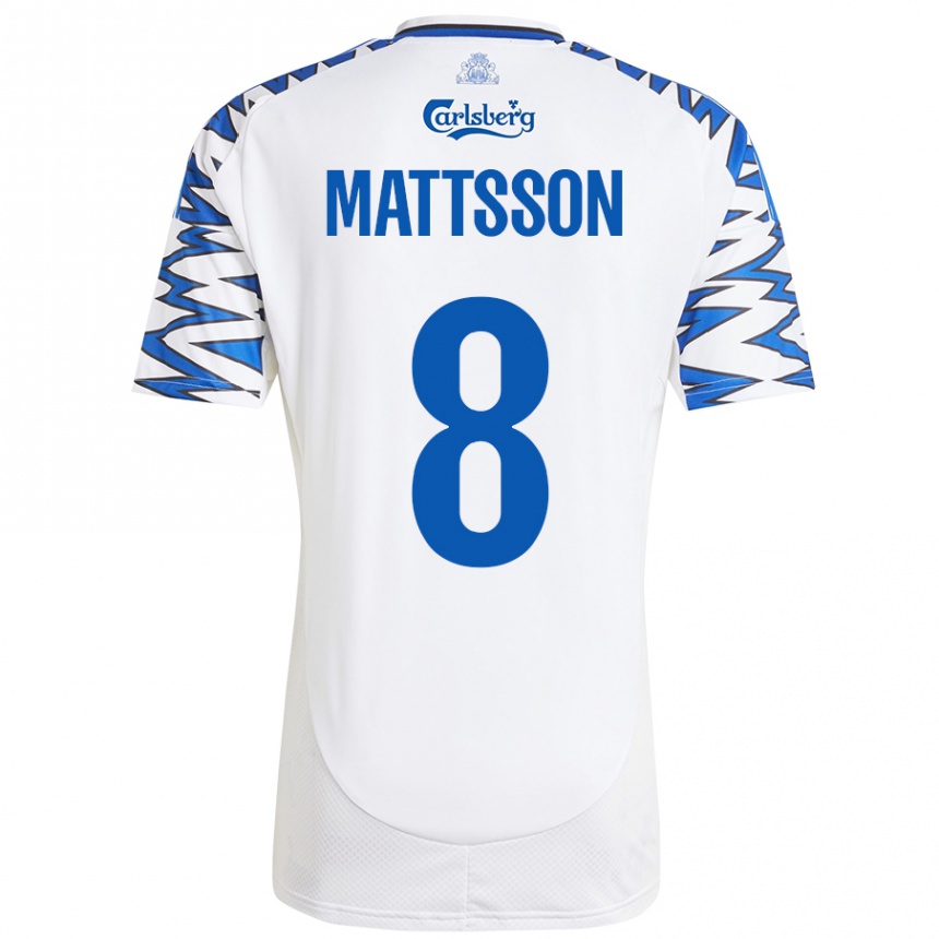 Men Football Magnus Mattsson #8 White Sky Blue Home Jersey 2024/25 T-Shirt Uk