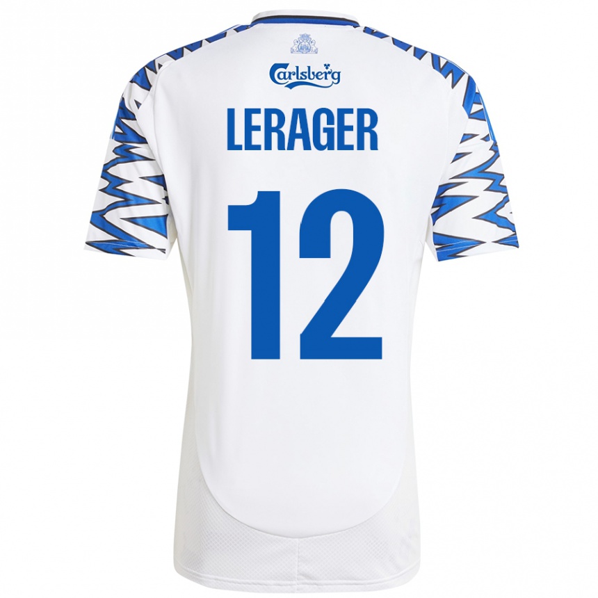 Men Football Lukas Lerager #12 White Sky Blue Home Jersey 2024/25 T-Shirt Uk