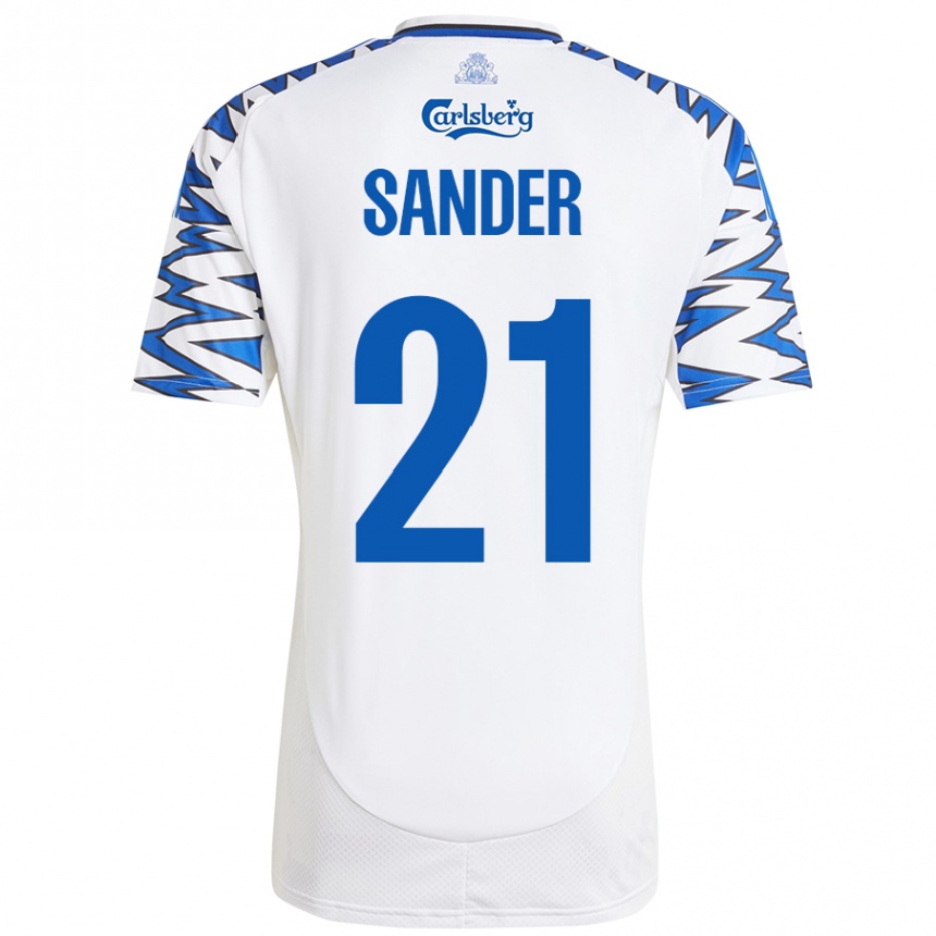 Men Football Theo Sander #21 White Sky Blue Home Jersey 2024/25 T-Shirt Uk