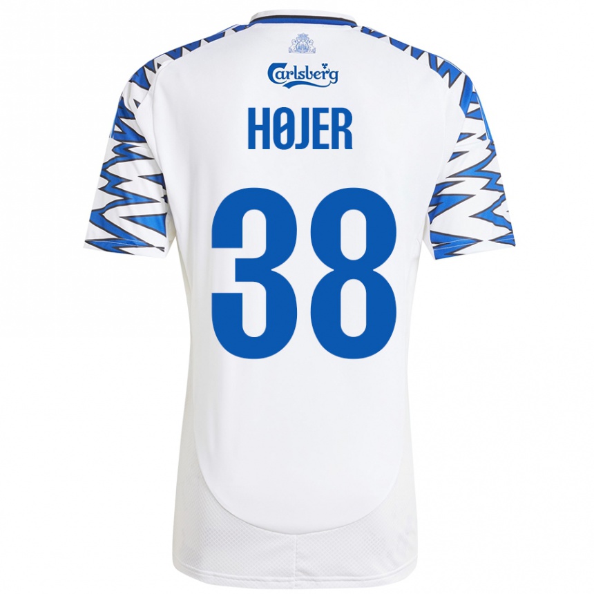 Men Football Oliver Højer #38 White Sky Blue Home Jersey 2024/25 T-Shirt Uk