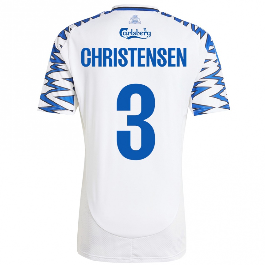 Men Football Sebastian Christensen #3 White Sky Blue Home Jersey 2024/25 T-Shirt Uk