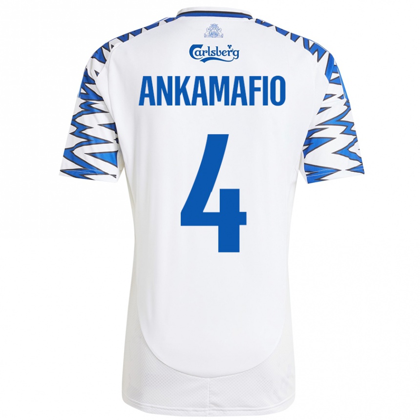 Men Football Graham Ankamafio #4 White Sky Blue Home Jersey 2024/25 T-Shirt Uk