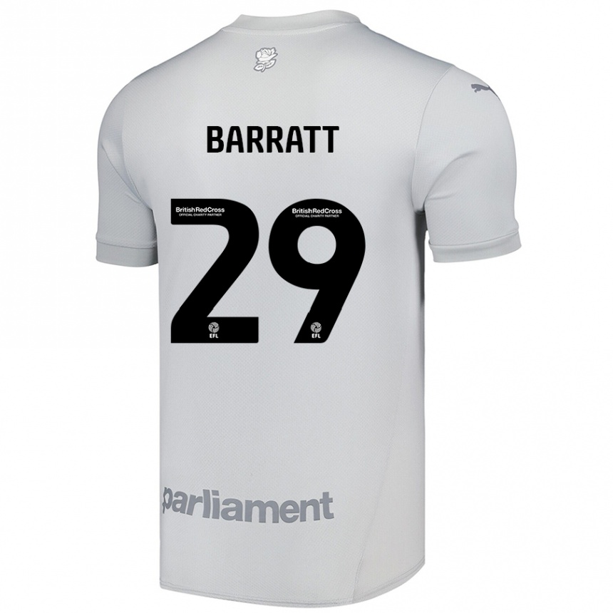 Men Football Connor Barratt #29 Silver Gray Away Jersey 2024/25 T-Shirt Uk