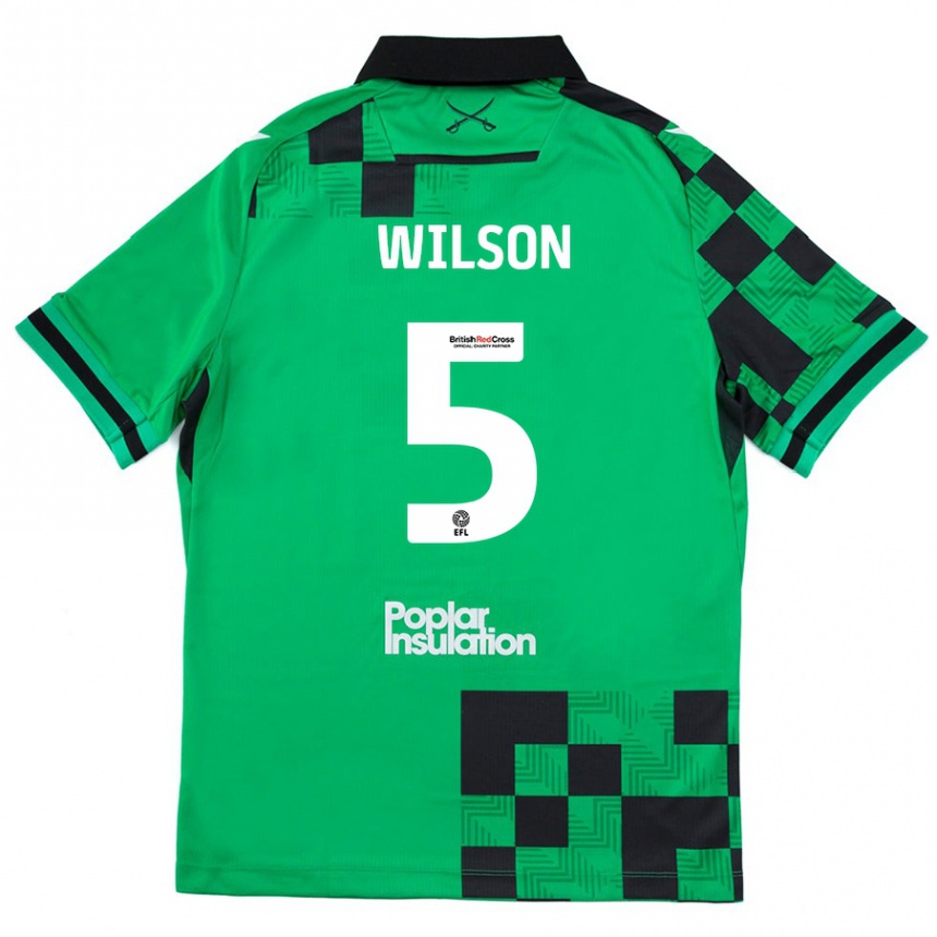 Men Football James Wilson #5 Green Black Away Jersey 2024/25 T-Shirt Uk