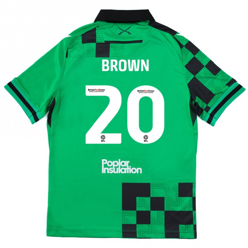 Men Football Jevani Brown #20 Green Black Away Jersey 2024/25 T-Shirt Uk