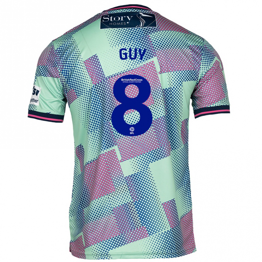 Men Football Callum Guy #8 Green Away Jersey 2024/25 T-Shirt Uk