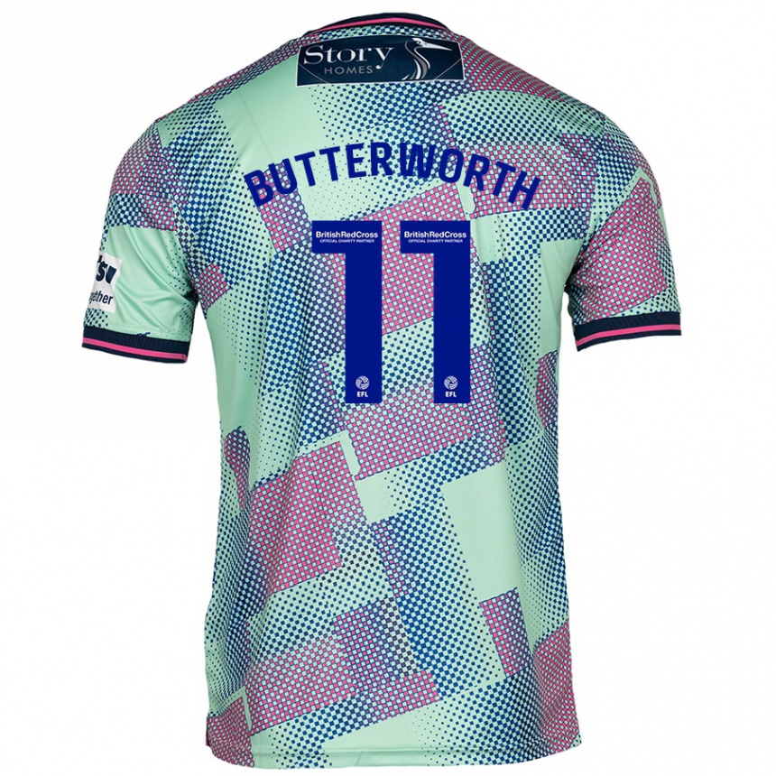 Men Football Daniel Butterworth #11 Green Away Jersey 2024/25 T-Shirt Uk