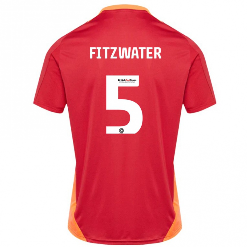 Men Football Jack Fitzwater #5 Blue Off White Away Jersey 2024/25 T-Shirt Uk