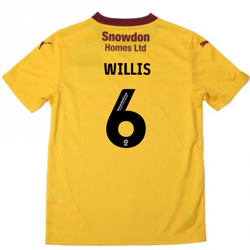 Men Football Jordan Willis #6 Orange  Burgundy Away Jersey 2024/25 T-Shirt Uk