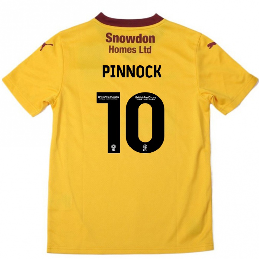 Men Football Mitch Pinnock #10 Orange  Burgundy Away Jersey 2024/25 T-Shirt Uk