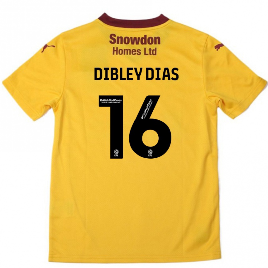 Men Football Matt Dibley-Dias #16 Orange  Burgundy Away Jersey 2024/25 T-Shirt Uk