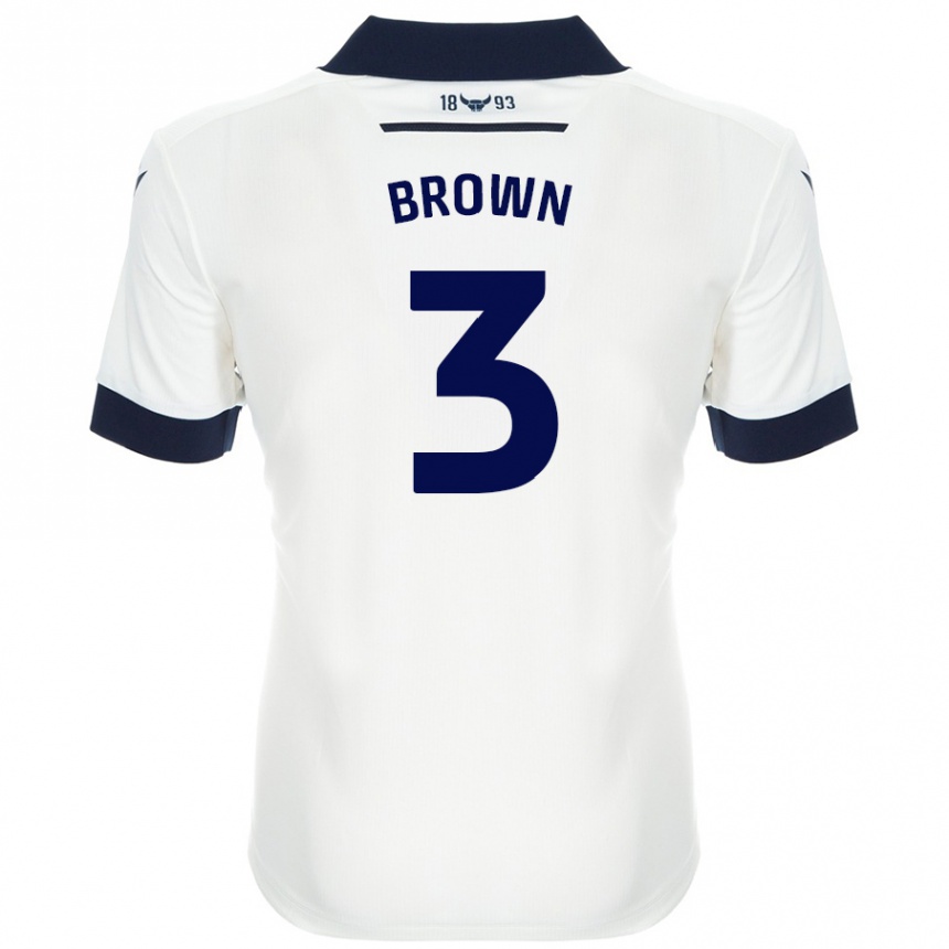 Men Football Ciaron Brown #3 White Navy Blue Away Jersey 2024/25 T-Shirt Uk