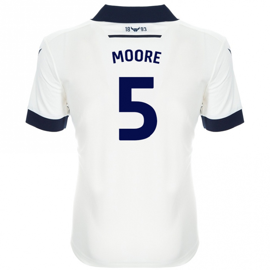 Men Football Elliott Moore #5 White Navy Blue Away Jersey 2024/25 T-Shirt Uk