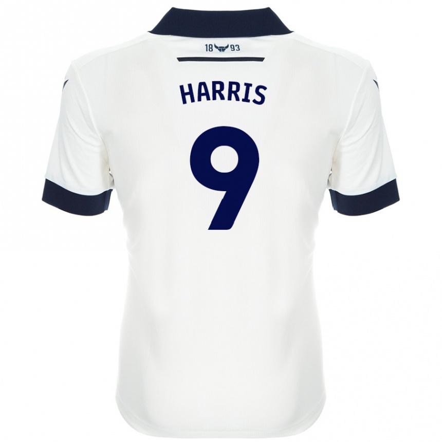 Men Football Mark Harris #9 White Navy Blue Away Jersey 2024/25 T-Shirt Uk