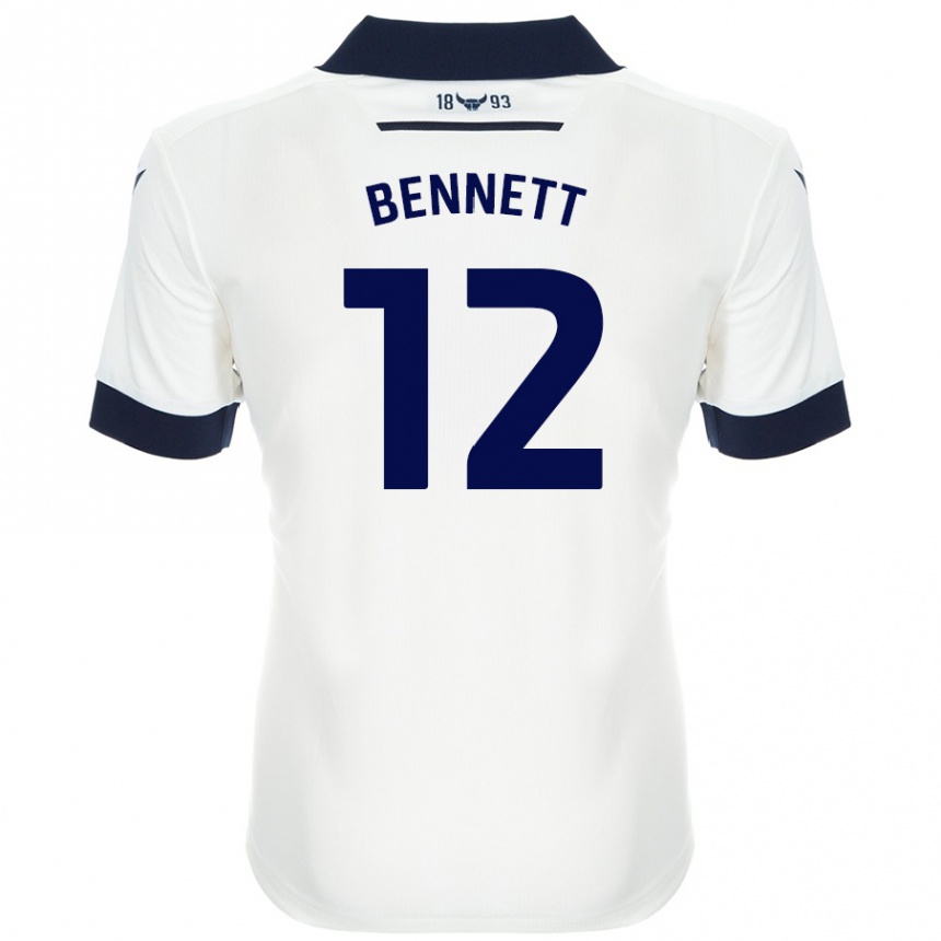 Men Football Joe Bennett #12 White Navy Blue Away Jersey 2024/25 T-Shirt Uk