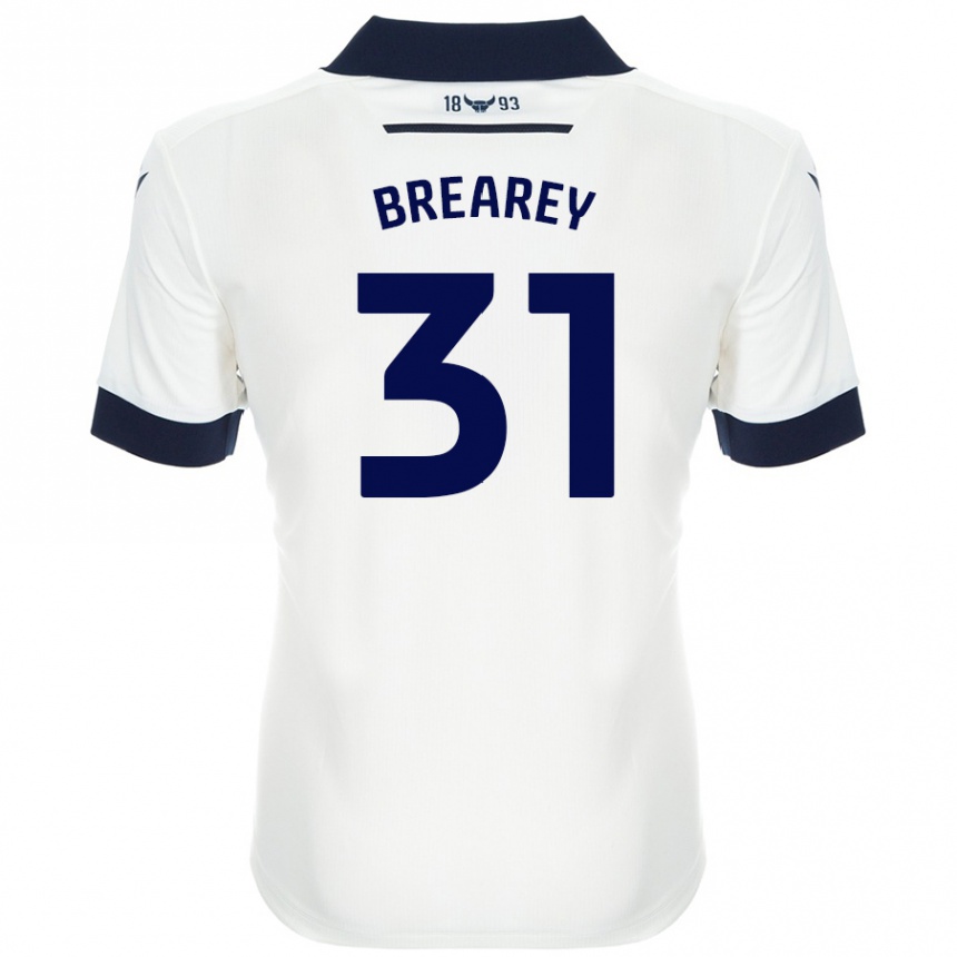 Men Football Eddie Brearey #31 White Navy Blue Away Jersey 2024/25 T-Shirt Uk