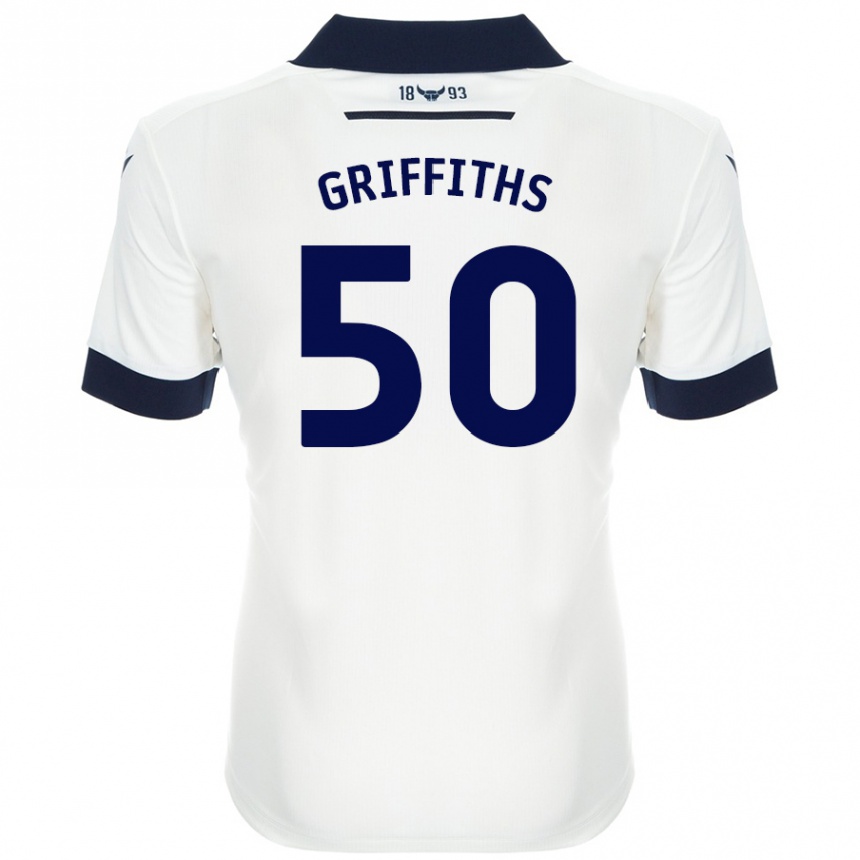 Men Football Louis Griffiths #50 White Navy Blue Away Jersey 2024/25 T-Shirt Uk