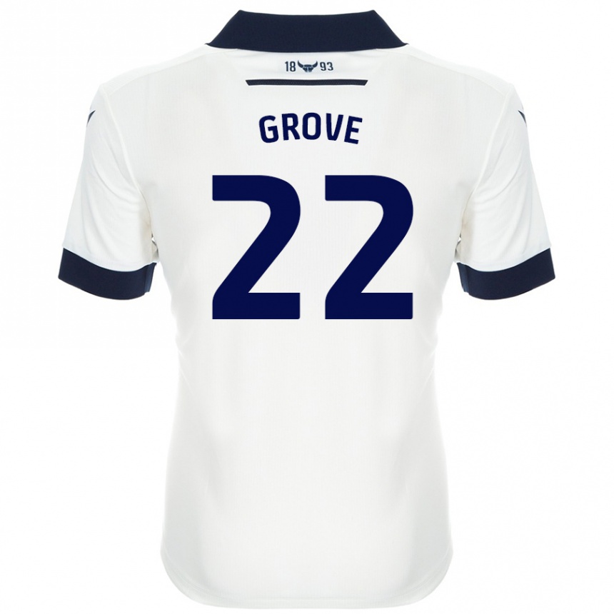 Men Football Jade Grove #22 White Navy Blue Away Jersey 2024/25 T-Shirt Uk