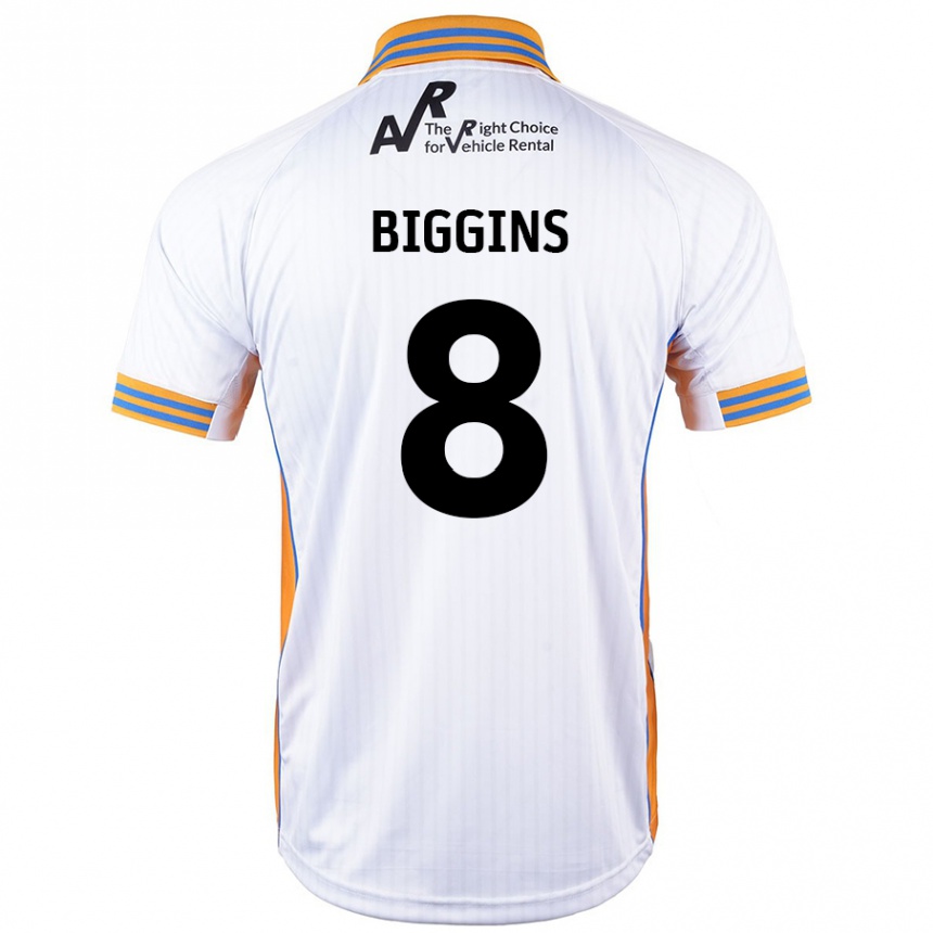 Men Football Harrison Biggins #8 White Away Jersey 2024/25 T-Shirt Uk