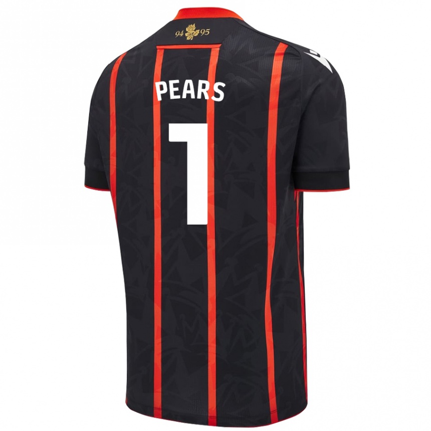 Men Football Aynsley Pears #1 Black Red Away Jersey 2024/25 T-Shirt Uk