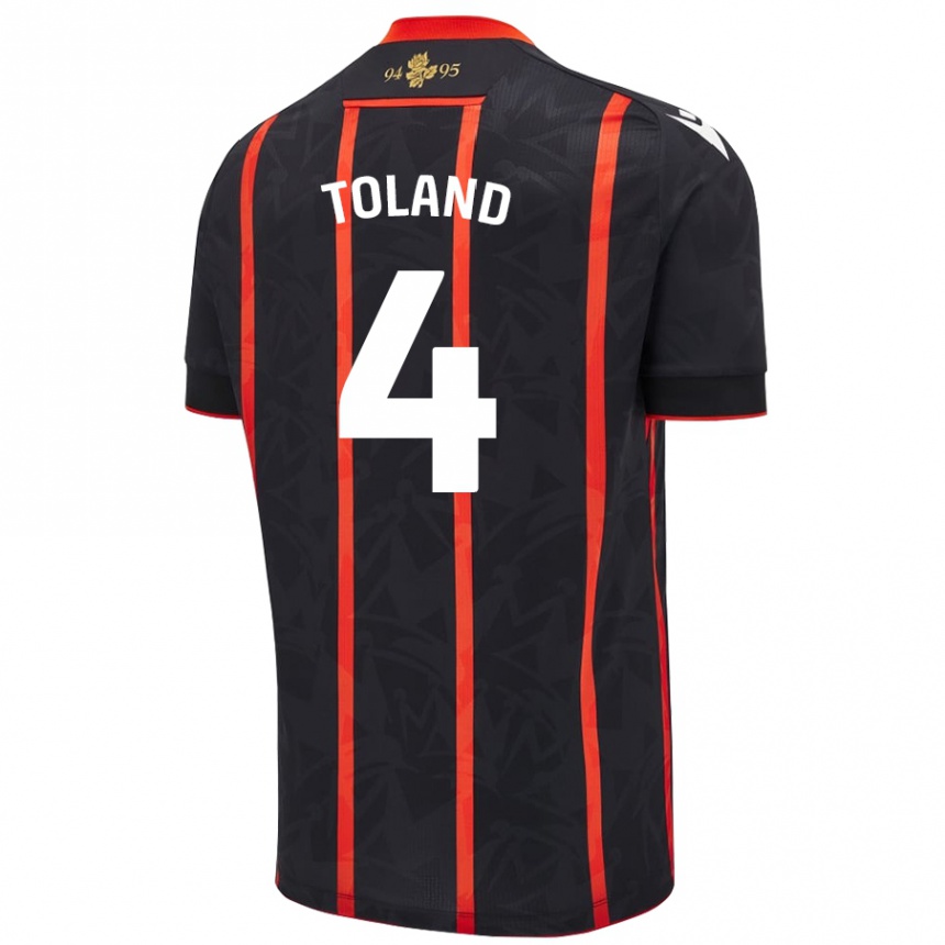 Men Football Tyler Toland #4 Black Red Away Jersey 2024/25 T-Shirt Uk