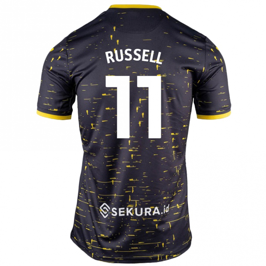 Men Football Rebecca Russell #11 Black Yellow Away Jersey 2024/25 T-Shirt Uk