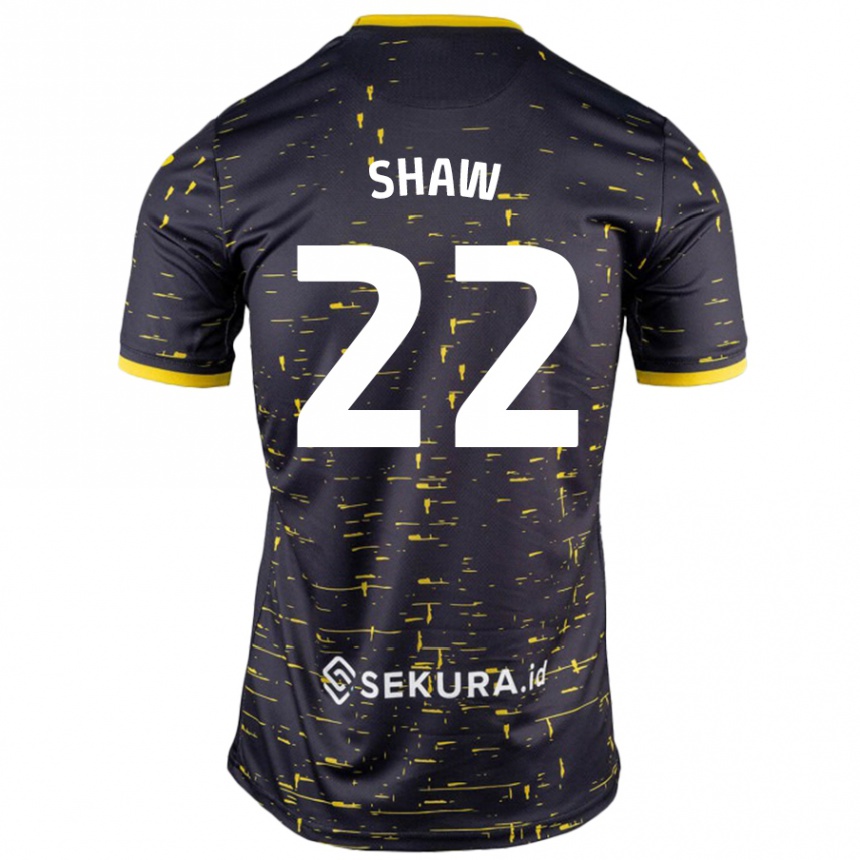 Men Football Shannon Shaw #22 Black Yellow Away Jersey 2024/25 T-Shirt Uk