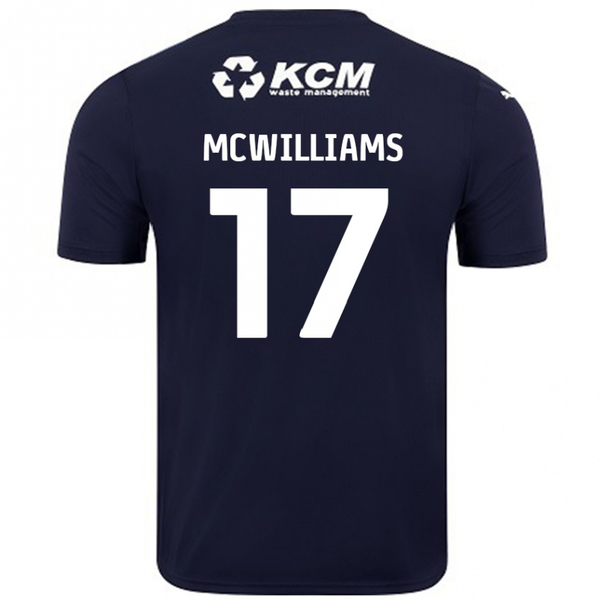 Men Football Shaun Mcwilliams #17 Navy Blue Away Jersey 2024/25 T-Shirt Uk