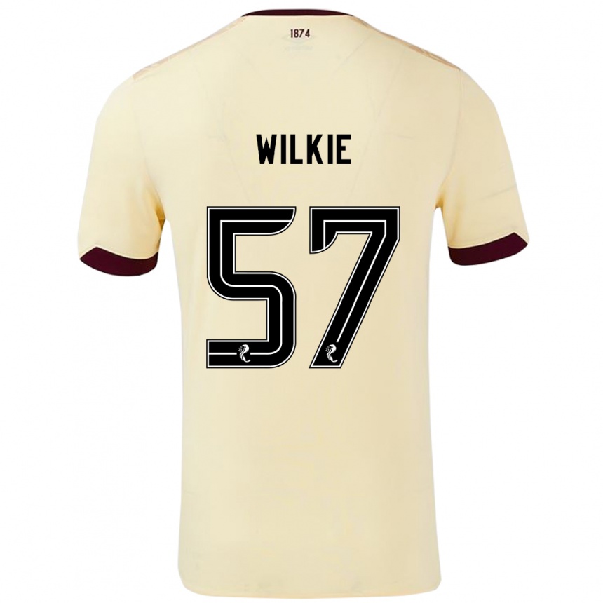 Men Football Coupar Wilkie #57 Cream Burgundy Away Jersey 2024/25 T-Shirt Uk