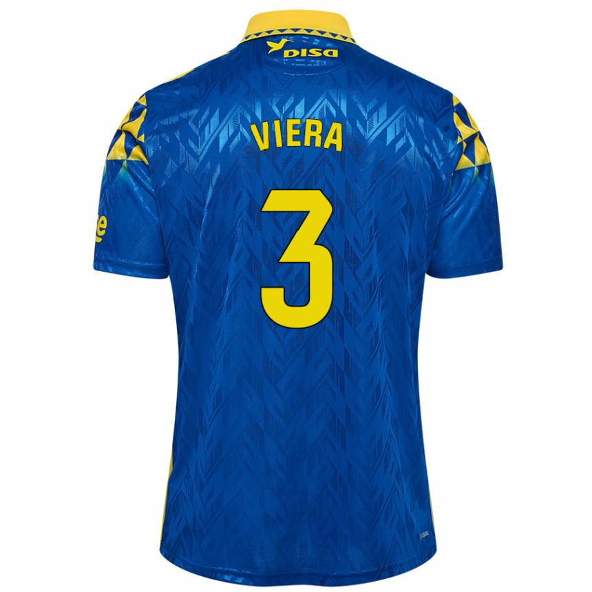 Men Football Óliver Viera #3 Blue Yellow Away Jersey 2024/25 T-Shirt Uk