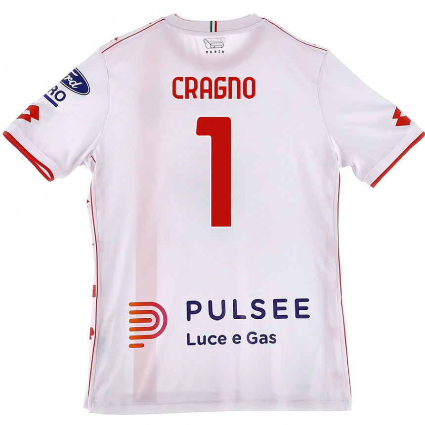 Men Football Alessio Cragno #1 White Red Away Jersey 2024/25 T-Shirt Uk