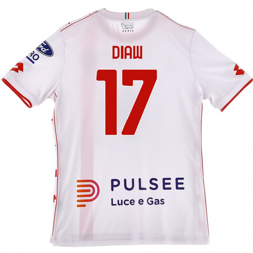 Men Football Davide Diaw #17 White Red Away Jersey 2024/25 T-Shirt Uk