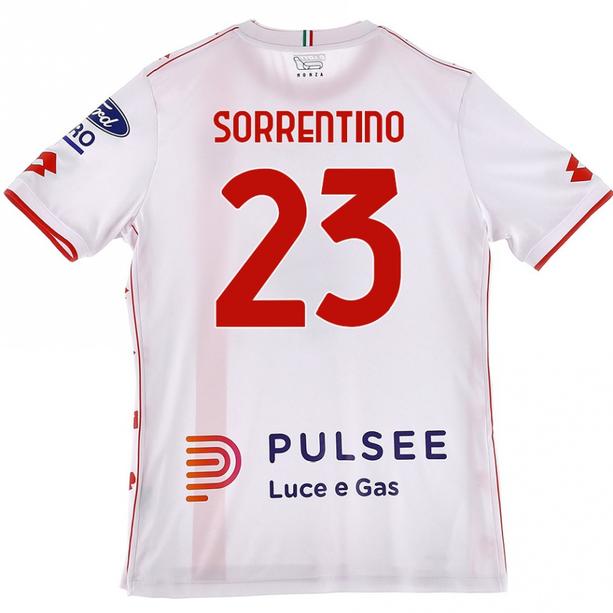 Men Football Alessandro Sorrentino #23 White Red Away Jersey 2024/25 T-Shirt Uk