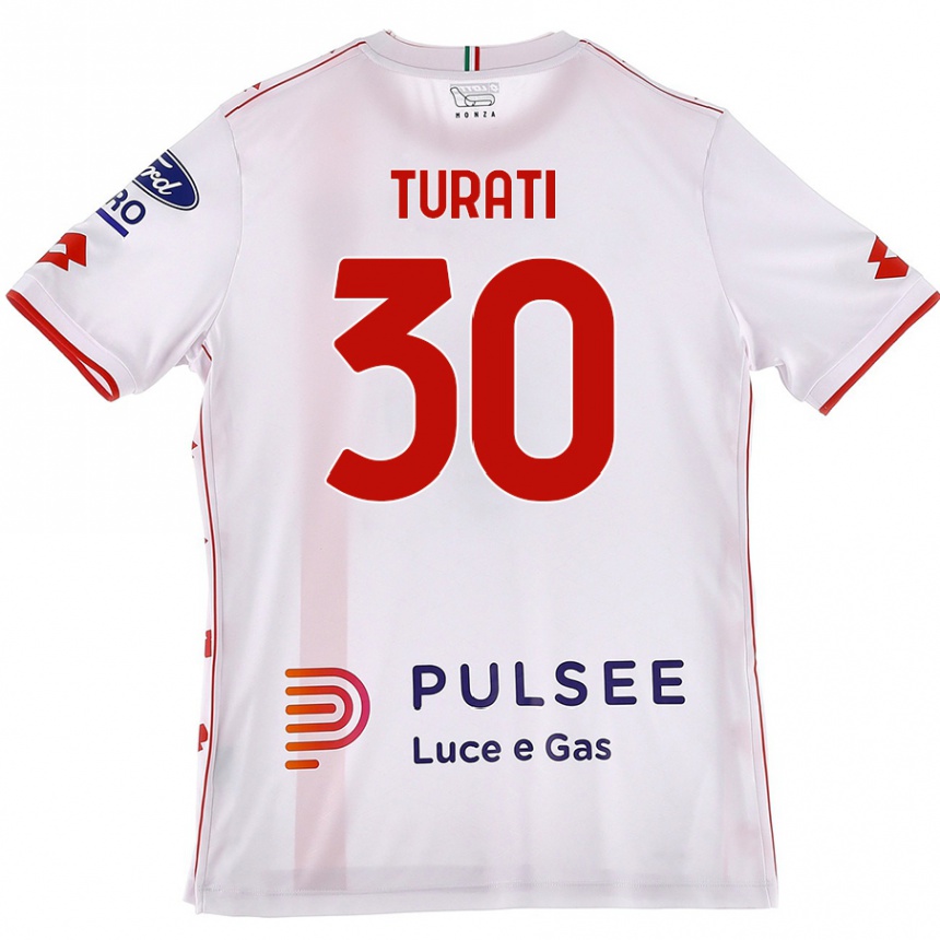 Men Football Stefano Turati #30 White Red Away Jersey 2024/25 T-Shirt Uk