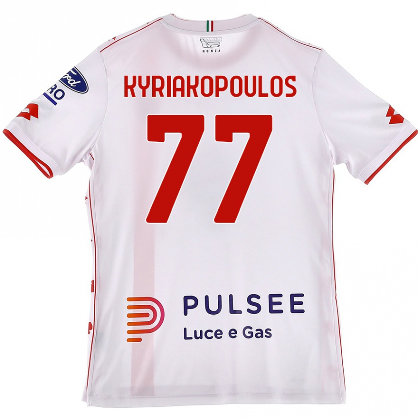 Men Football Georgios Kyriakopoulos #77 White Red Away Jersey 2024/25 T-Shirt Uk