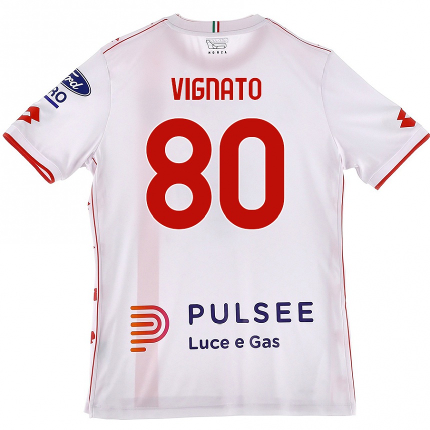 Men Football Samuele Vignato #80 White Red Away Jersey 2024/25 T-Shirt Uk