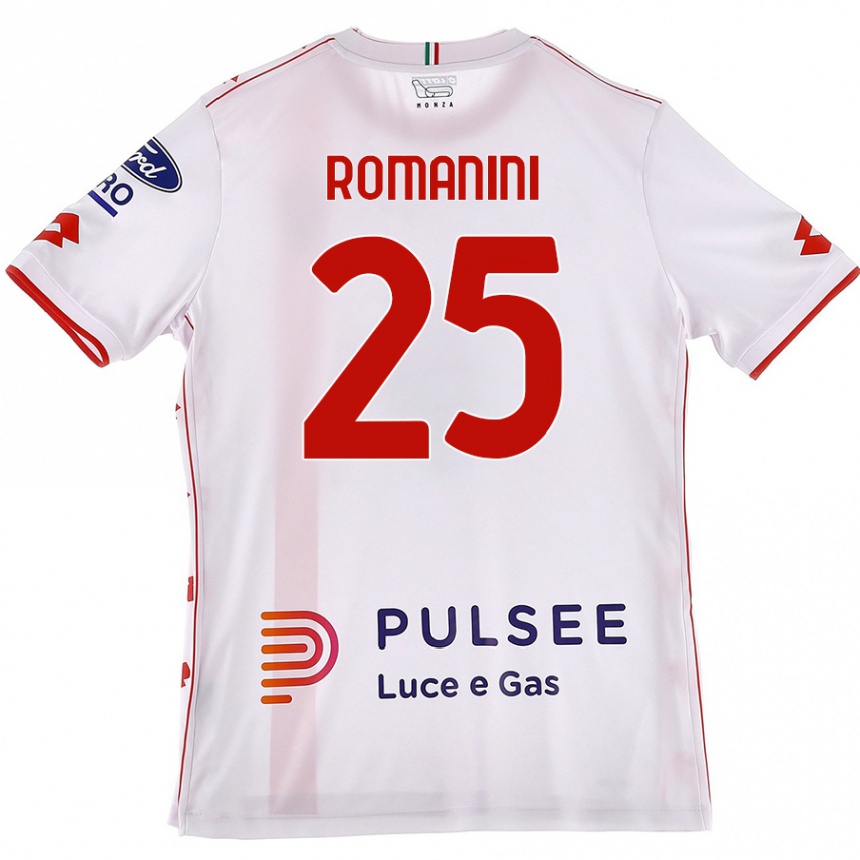 Men Football Andrea Romanini #25 White Red Away Jersey 2024/25 T-Shirt Uk