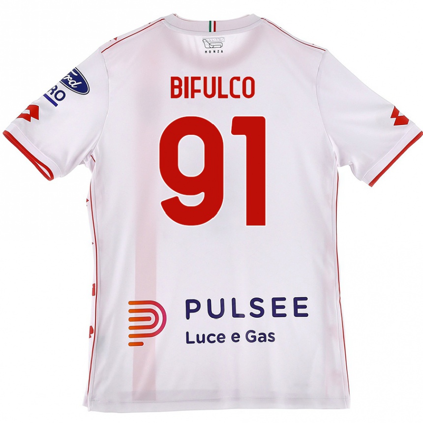 Men Football Davide Bifulco #91 White Red Away Jersey 2024/25 T-Shirt Uk