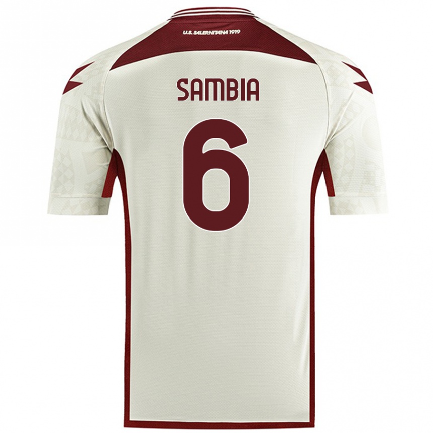 Men Football Junior Sambia #6 Cream Color Away Jersey 2024/25 T-Shirt Uk