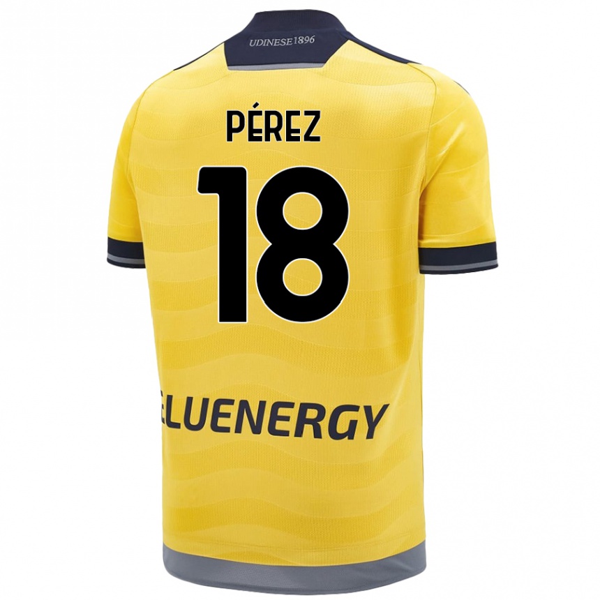 Men Football Nehuén Pérez #18 Golden Away Jersey 2024/25 T-Shirt Uk