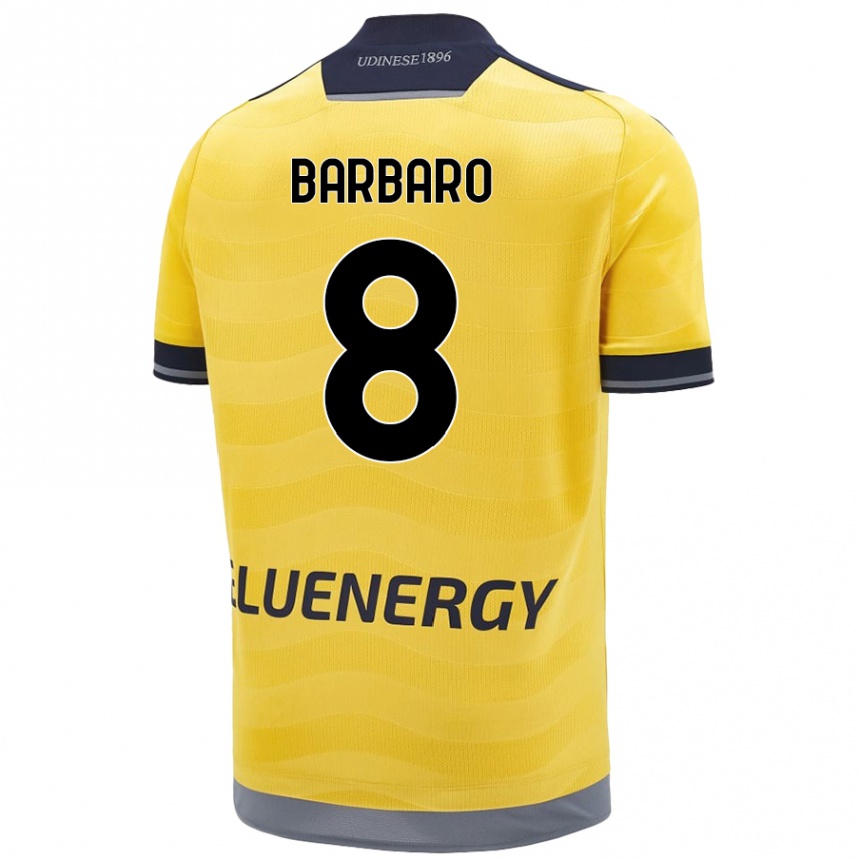 Men Football Elia Barbaro #8 Golden Away Jersey 2024/25 T-Shirt Uk