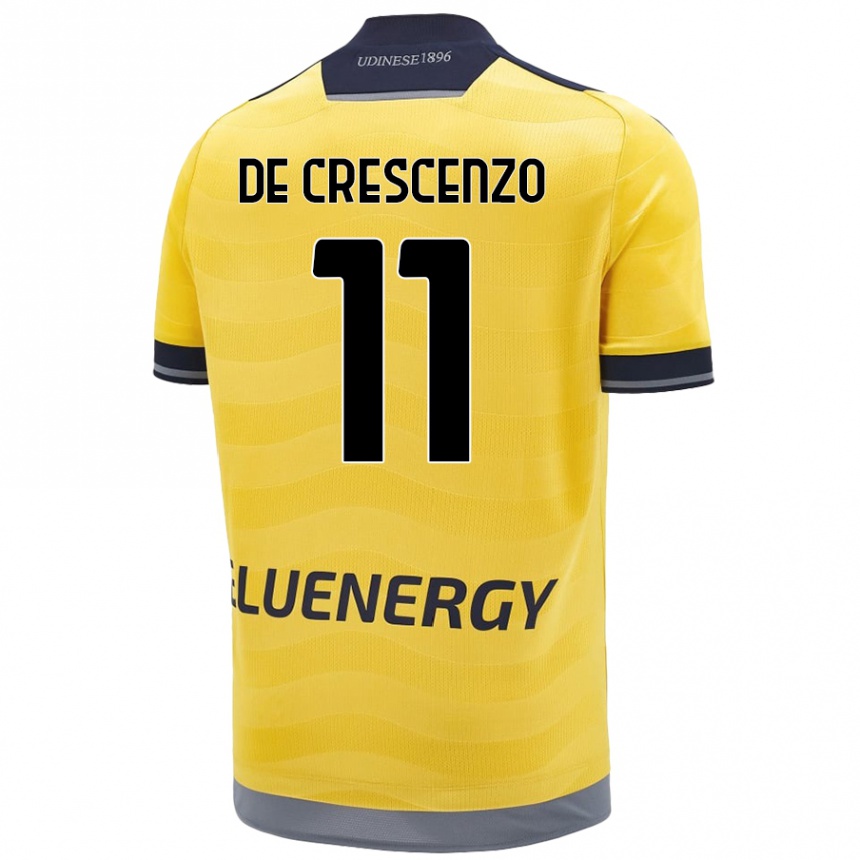 Men Football Marco De Crescenzo #11 Golden Away Jersey 2024/25 T-Shirt Uk