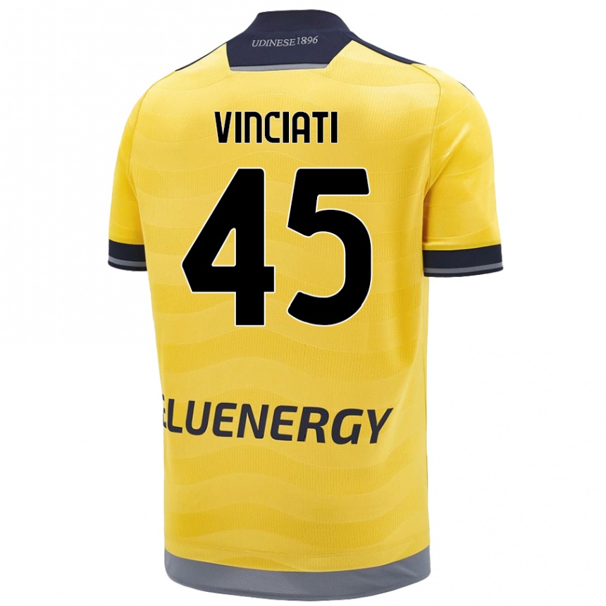 Men Football Giulio Vinciati #45 Golden Away Jersey 2024/25 T-Shirt Uk