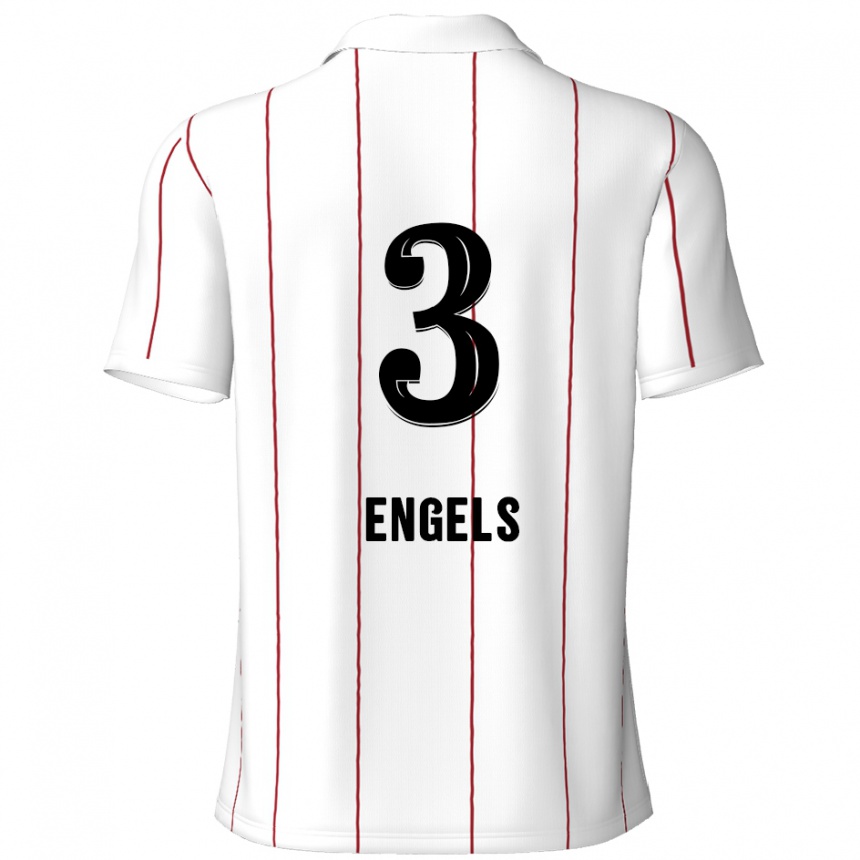 Men Football Björn Engels #3 White Black Away Jersey 2024/25 T-Shirt Uk