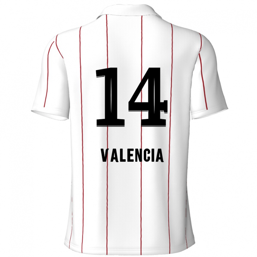 Men Football Anthony Valencia #14 White Black Away Jersey 2024/25 T-Shirt Uk