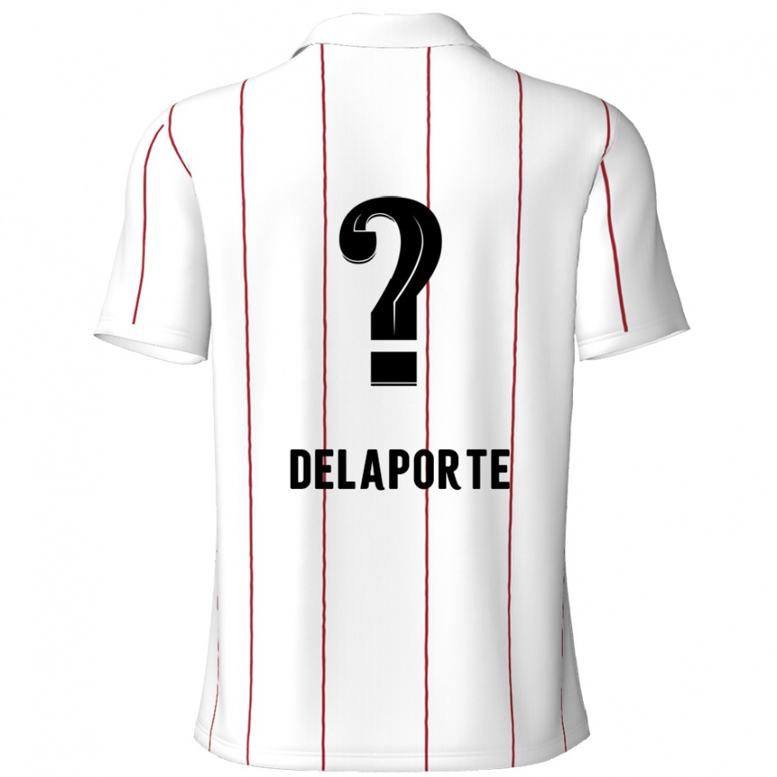 Men Football Kyano Delaporte #0 White Black Away Jersey 2024/25 T-Shirt Uk