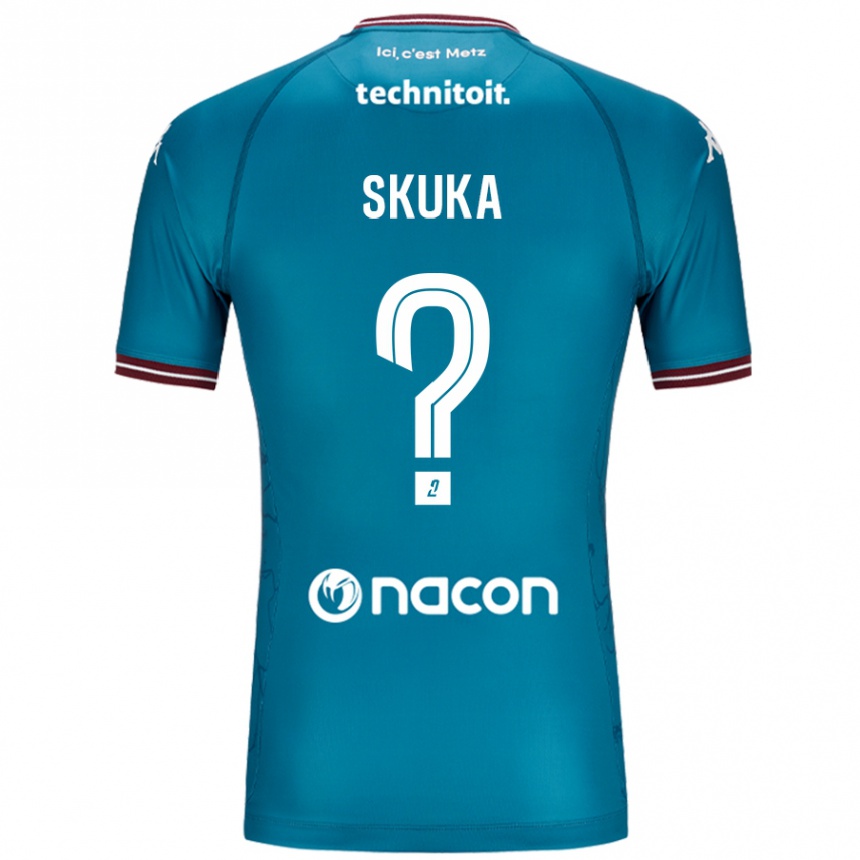 Men Football Xhuliano Skuka #0 Bleu Petrole Away Jersey 2024/25 T-Shirt Uk