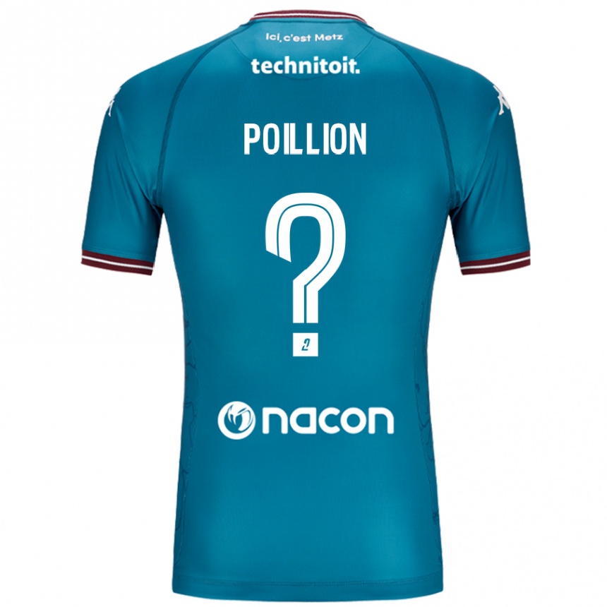 Men Football Noé Poillion #0 Bleu Petrole Away Jersey 2024/25 T-Shirt Uk